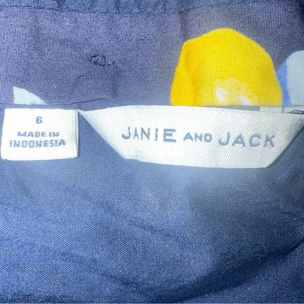 Janie and Jack Girl’s Jumpsuit Size 6 Navy Blue Yellow Lemon Print Sleeveless - Picture 3 of 4